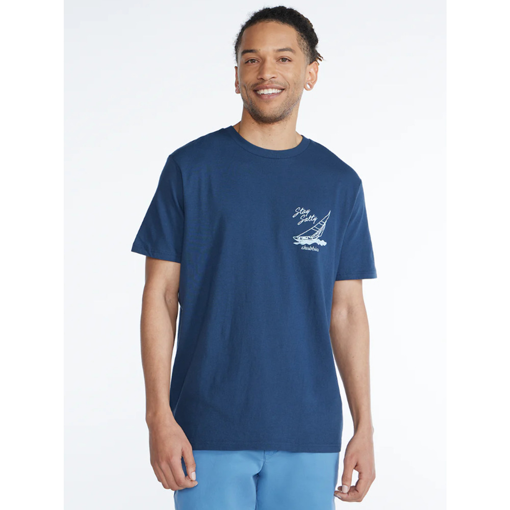 Chubbies Tee Shirt Short Sleeves Graphic Badlands Yacht Club Crew Neck Blue XXL